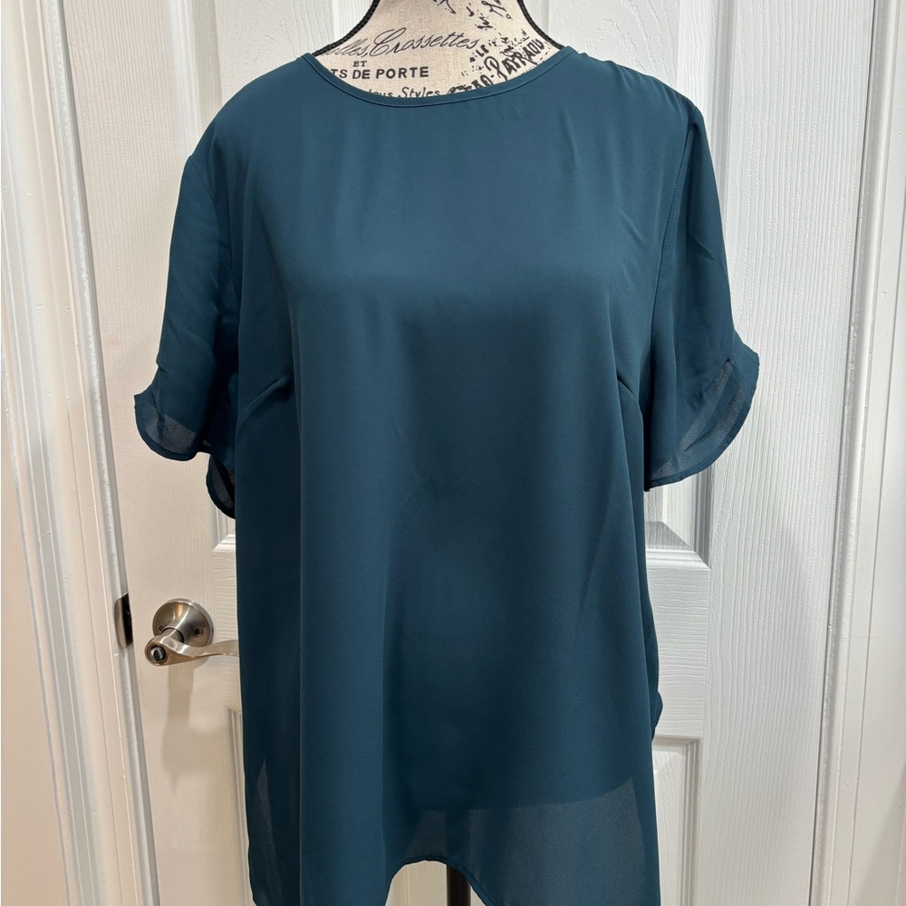 DR2 Blue Short Sleeve Sleeve Blouse Relaxed Fit